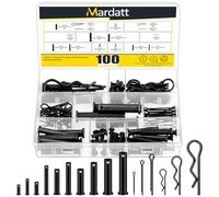 Mardatt Lot de 100 broches de Clevis à tête plate avec broches fendues, kit d'assortiment de clips R, broches noires à trou unique et fixateurs de broches pour systèmes de verrouillage des broches