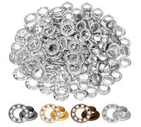 Mardatt Lot de 100 œillets en strass de 6,35 mm avec rondelle, perforatrice pour vêtements, chaussures, loisirs créatifs (argent)