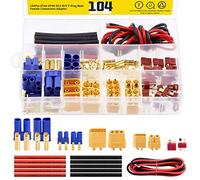 Mardatt Lot de 104 connecteurs adaptateurs mâles femelles XT60,XT90 /EC3,EC5,T-Plug Deans de 3.5 mm avec tube thermorétractable et fil en silicone pour chargeur de batterie RC ESC Accessoires moteur
