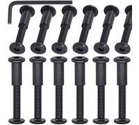 Mardatt Lot de 12 boulons à douille hexagonales noires M6 x 40 mm et écrous de baril, boulons de sertissage, vis de fixation à tête plate, pour boucle de ceinture, meubles en cuir