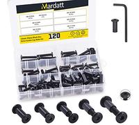 Mardatt Lot de 120 boulons hexagonaux noirs et écrous à tête plate M6 x 16 mm/20 mm/25 mm/30 mm/35 mm