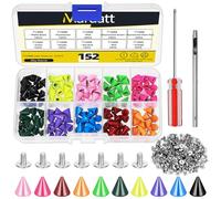 Mardatt Lot de 152 pointes coniques 7 x 12 mm avec pointeau et tournevis pour accessoires de style punk en cuir