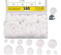 Mardatt Lot de 160 cache-boulons 6 tailles M4 M5 M6 M8 M10 M12 en plastique pour protéger les vis hexagonales, blanc
