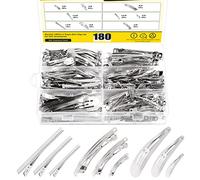 Mardatt Lot de 180 barrettes à cheveux en métal 9 styles - Argentées - Barrettes françaises vierges - Pinces à cheveux - Accessoires pour la fabrication de cheveux DIY