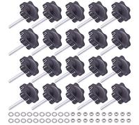 Mardatt Lot de 20 boutons de serrage M4 x 30 mm en forme d'étoile - Vis de serrage à la main - Pièces de rechange - Filetage mâle - Écrous hexagonaux en acier inoxydable 304 et rondelles plates