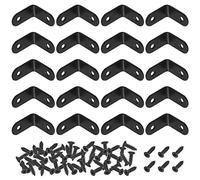 Mardatt Lot de 20 équerres d'angle en acier inoxydable 30 x 30 mm Noir L équerres robustes avec vis de montage pour étagère en bois, meubles