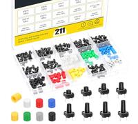 Mardatt Lot de 211 mini commutateurs tactiles à 2 broches avec capuchons de bouton 7 couleurs, ensemble d'interrupteurs tactiles momentanés pour platine d'expérimentation Arduino, carte électronique