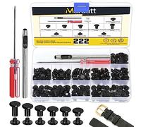 Mardatt Lot de 222 vis Chicago de 6 tailles assorties avec outils de réglage, M5 x 4/5/6/8/10/12 mm, rivets en cuir M5 Chicago pour réparation artisanale du cuir (noir)