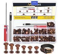 Mardatt Lot de 222 vis Chicago de 6 tailles assorties avec outils de réglage, M5 x 4/5/6/8/10/12 mm Rivets en cuir M5 Chicago Vis de reliure Rivets pour réparation artisanale du cuir (rouge cuivre