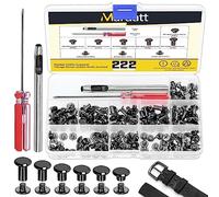 Mardatt Lot de 222 vis Chicago de 6 tailles assorties avec outils de réglage, rivets en cuir M5 x 4/5/6/8/10/12 mm, vis de liaison M5 Chicago pour réparation du cuir (pistolet)