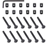 Mardatt Lot de 24 boulons hexagonaux M6 x 55 mm (12 ensembles) en zinc noir plaqué zinc pour berceau, lit, chaise, table et meubles de bureau