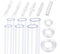 Mardatt Lot de 25 tubes transparents avec kit de raccord cannelé en plastique - 6,35 mm, 0,6 cm, 0,6 cm, diamètre intérieur 2,2 cm, diamètre intérieur de 2,2 cm, 0,6 cm, 2,4 cm, 2,4 cm, 2,4 cm, 2,4 cm
