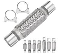Mardatt Lot de 3 tuyaux d'échappement flexibles en acier inoxydable - Double tresse - Tube d'échappement flexible en U - Pince en U - Colliers en U - Pour bus de voitures et camions (5,2 x 8 x 30,5