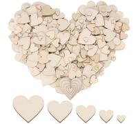 Mardatt Lot de 300 cœurs en bois brut de 5 tailles pour travaux manuels, découpes en bois brut pour Noël, fête de mariage