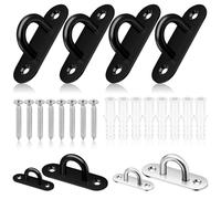 Mardatt Lot de 4 crochets en U M8 en acier inoxydable 304, crochets de quincaillerie marine avec vis d'ancrage, crochets de plafond robustes pour plaque à œillets, noir