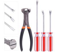 Mardatt Lot de 4 pinces coupantes et tire-clous avec embout en U droit, embout en V droit et embout en V coudé pour enlever les clous de fil pour la construction de voiture
