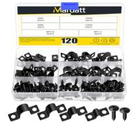 Mardatt Lot de 40 colliers de serrage de tuyau à deux trous, 5 mm (3/16"), 8 mm (5/16"), 10 mm (3/8"), 12 mm (1/2") colliers rigides en U, colliers de serrage en U pour tubes, colliers pour conduits