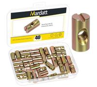 Mardatt Lot de 40 écrous de baril M6 x 20 mm - En acier au carbone galvanisé jaune - Pour meubles en bois, lits, chaises