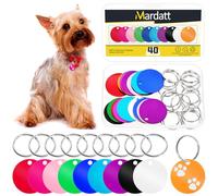 Mardatt Lot de 40 étiquettes vierges en aluminium avec kit de porte-clés, 10 couleurs, disques vierges vierges pour chien, étiquettes pour animaux domestiques, décoration artisanale, 35 x 35 x 1 mm