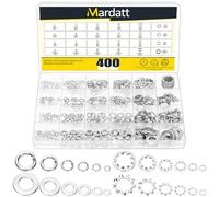 Mardatt Lot de 400 rondelles de verrouillage en acier inoxydable 304, rondelles de verrouillage à dents internes en étoile à dents externes (métrique)