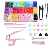 Mardatt Lot de 405 boutons pression T5 avec pinces 24 couleurs rondes en plastique sans couture et outils de fixation avec clips pour la couture de vêtements manteau de pluie et autres travaux manuels
