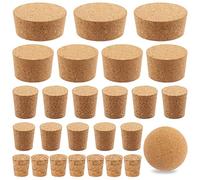 Mardatt Lot de 41 bouchons en liège coniques en bois de 6 tailles assorties pour bouteille de vin, bière, verre et projet de bricolage