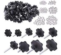 Mardatt Lot de 45 boutons de serrage M4 M6 M8 en forme d'étoile - Vis de serrage à la main - Pièces de rechange filetées mâles - Avec écrous hexagonaux en acier inoxydable 304 et rondelles plates