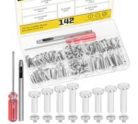 Mardatt Lot de 70 vis Chicago argentées M5 x 15/18/20/25 mm - Vis de fixation Chicago - Avec outils de réglage - Pour cuir, artisanat, ceinture, sac, chaussures, sac