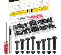 Mardatt Lot de 70 vis Chicago M5 x 15/18/20/25 mm - Noir - Avec outils de réglage - Pour cuir, artisanat, ceinture, sac, chaussures