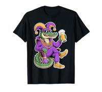 Mardi Gras Alligator Beer Jester Cajun Cocodrie Krewes Gator T-Shirt
