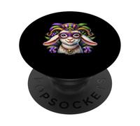 Mardi Gras Chèvre avec Masque Animaux de la Ferme Amoureux de chèvre Festival PopSockets PopGrip Adhésif