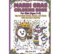 Mardi Gras Coloring Book for Kids Ages 2-5: Big Carnival Masks, Beads, and Music with Spooky & Sparky | Simple & Festive Coloring Pages