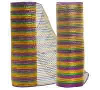 Mardi Gras Deco Mesh, Gold Green Purple 2 Pack Supplies - pour couronnes, mascarade de carnaval, décor de fête vacances