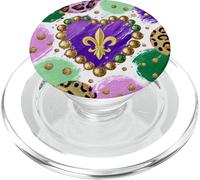 Mardi Gras Fleur de lys et Perles colorées PopSockets PopGrip pour MagSafe