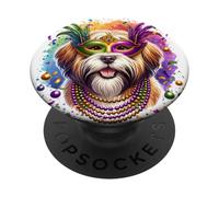 Mardi Gras Grand Basset Griffon Venden Chien PopSockets PopGrip Adhésif