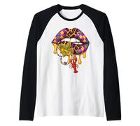 Mardi Gras Lèvres Léopard avec Perles d'écrevisses Amusant Carnaval Manche Raglan