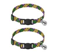 Mardi Gras Lot de 2 colliers pour chaton Gris argyle avec clochette
