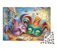 Mardi Gras Masks Haute qualité 1000 pièces Puzzle pour Adultes coloré Carnival Masks Premium épais Solide Vif Stimulant Jeu de Famille 38x26cm/1000 pièces