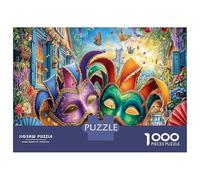 Mardi Gras Masque Art 1000 Pièces Puzzle 3D - Carton Solide & Puzzle Défi Mental Fleurs festives vibrantes - pour Teenagers 38x26cm/1000pcs Cadeau d'anniversaire