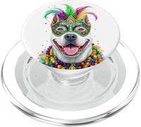 Mardi Gras Masque et Perle pour Chien Pitbull Blanc PopSockets PopGrip pour MagSafe