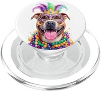 Mardi Gras Masque et Perles pour Chien Pitbull PopSockets PopGrip pour MagSafe