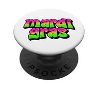 Mardi Gras New Orleans Mobile Alabama Graffiti Rose/Vert PopSockets PopGrip Adhésif