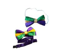 Mardi Gras Nœud papillon pour homme Violet/jaune/vert, Set - A, taille unique