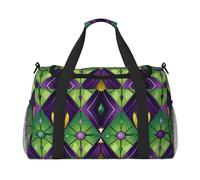 Mardi Gras Sac de voyage motif fleur de lys coloré en zigzag pour la gym, le week-end, pour homme et femme, bagage à main léger pour entraînement et vacances