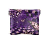 Mardi Gras Sugar Skull Porte-monnaie pour homme Pochette de rangement pour rouge à lèvres, Papillon carré violet, Motif :