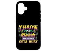 Mardi Gras Throw Me Beads, and Nobody Gets Hurt Funny Coque pour iPhone 16