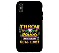 Mardi Gras Throw Me Beads, and Nobody Gets Hurt Funny Coque pour iPhone X/XS