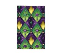 Mardi Gras - Torchons de cuisine à tissage gaufré avec boucle de suspension - Chiffons de nettoyage colorés en zigzag absorbant et à séchage rapide - Torchon à vaisselle à motif floral de lys