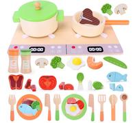 Mardo Accessoire Cuisine Enfant, Dinette Enfant Bois Fruits et Légumes à Découper, Chef Jeu de Rôle Éducatifs pour Filles Garçons 3-6 Ans, Cadeau Parfait pour Noël et fête