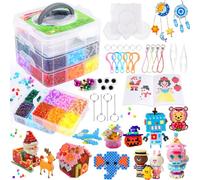 Mardo Kit de perles fusibles pour enfants, 11 500 perles 5 mm, 24 couleurs, panneaux perforés, papier à repasser, pince, guide de motifs, cordons, accessoires chaîne